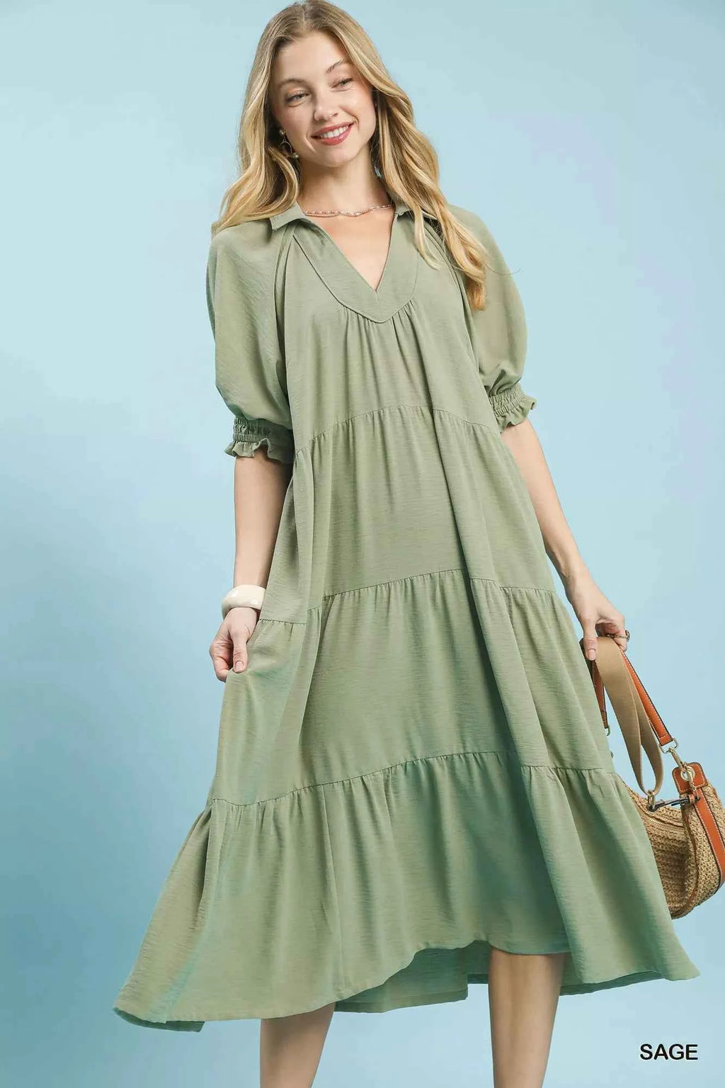 Umgee Solid Tiered Midi Dress cb6aed8c-d847-419f-93a4-a3643a9272e4-Max-Origin