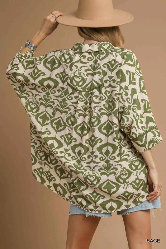 Umgee Abstract Print Button-Up Oversized Shirt cb720e54-bfad-4af5-ba67-1adfe5997fb3-Max-Origin