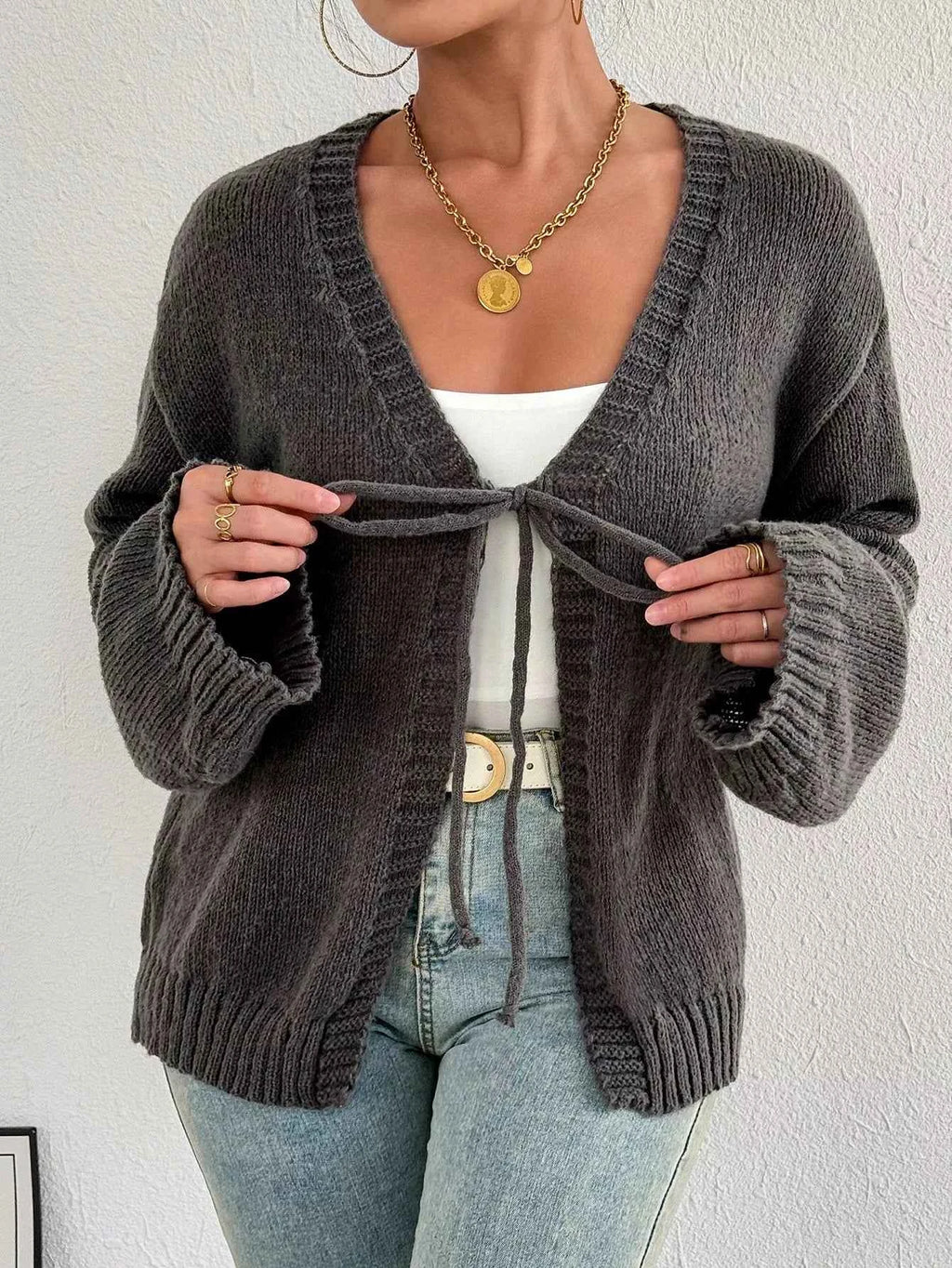 Tie-Front Dropped Shoulder Cardigan cb762e1b-63a1-4d95-a5c4-92799dddd28f-Max-Origin