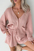 Gossamer Pink Cable Knit V Neck Cardigan Shorts Set Gossamer Pink 95%Polyester+5%Elastane cb764fc0c07febf8