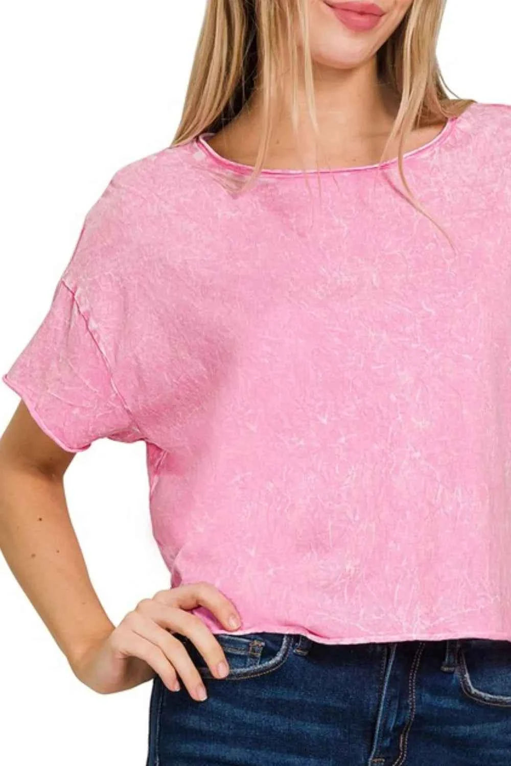 Zenana Washed Crew Neck Short Sleeve Crop Box Tee cb7b1f71-88bb-4532-b578-00f23d375471-Max-Origin