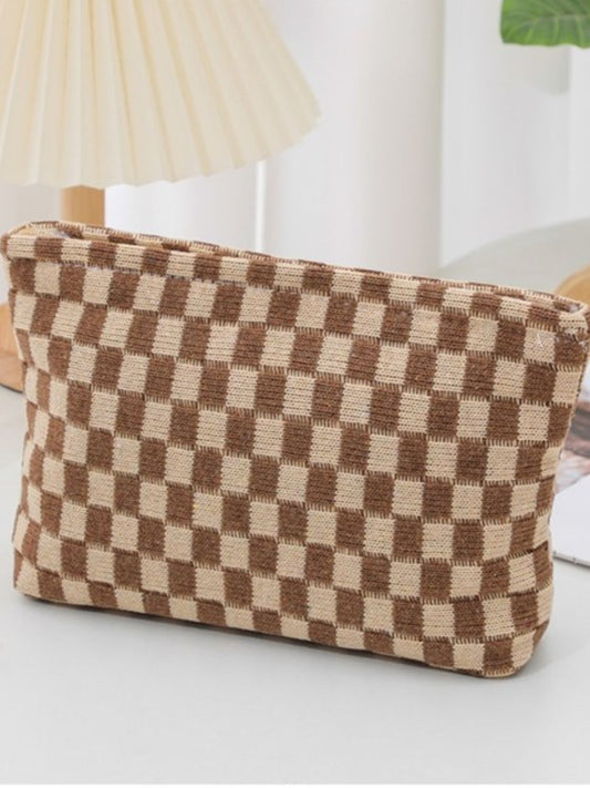 Zenana Checkered Makeup Clutch Bag