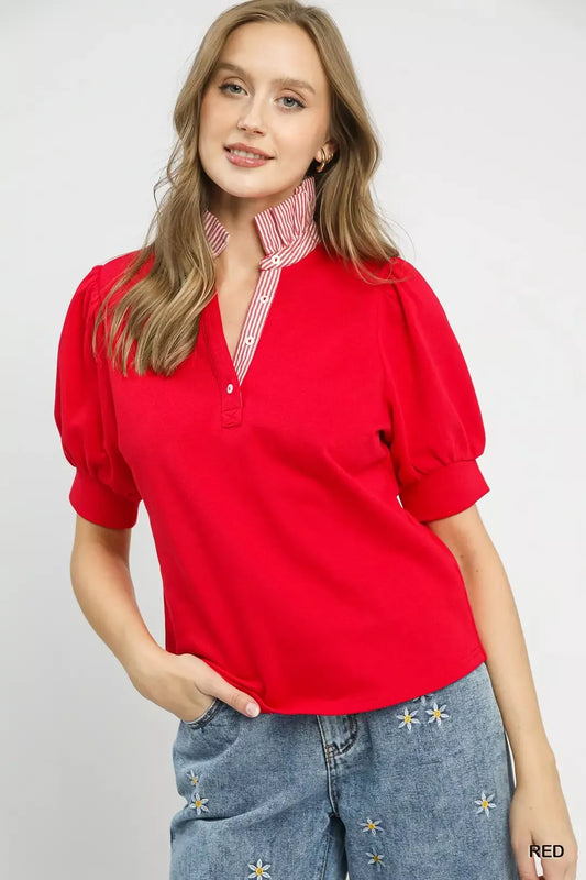 Striped Collar Popover Top RED cb9c25fe-e134-49e2-aa91-08b5702a61af-Max-Origin