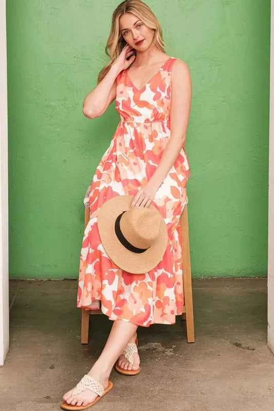 Lime 'N' Chili Sleeveless Floral Print V-Neck Midi Dress cb9c8061c4e540f4b8f2cd87938bfdcd-Max-Origin