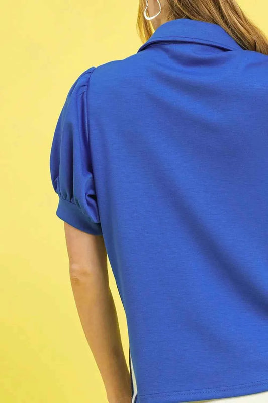 Side Zip Striped Puff Sleeve Polo cb9e64d0-76e5-41ce-8adc-70fdc5ff977b-Max-Origin