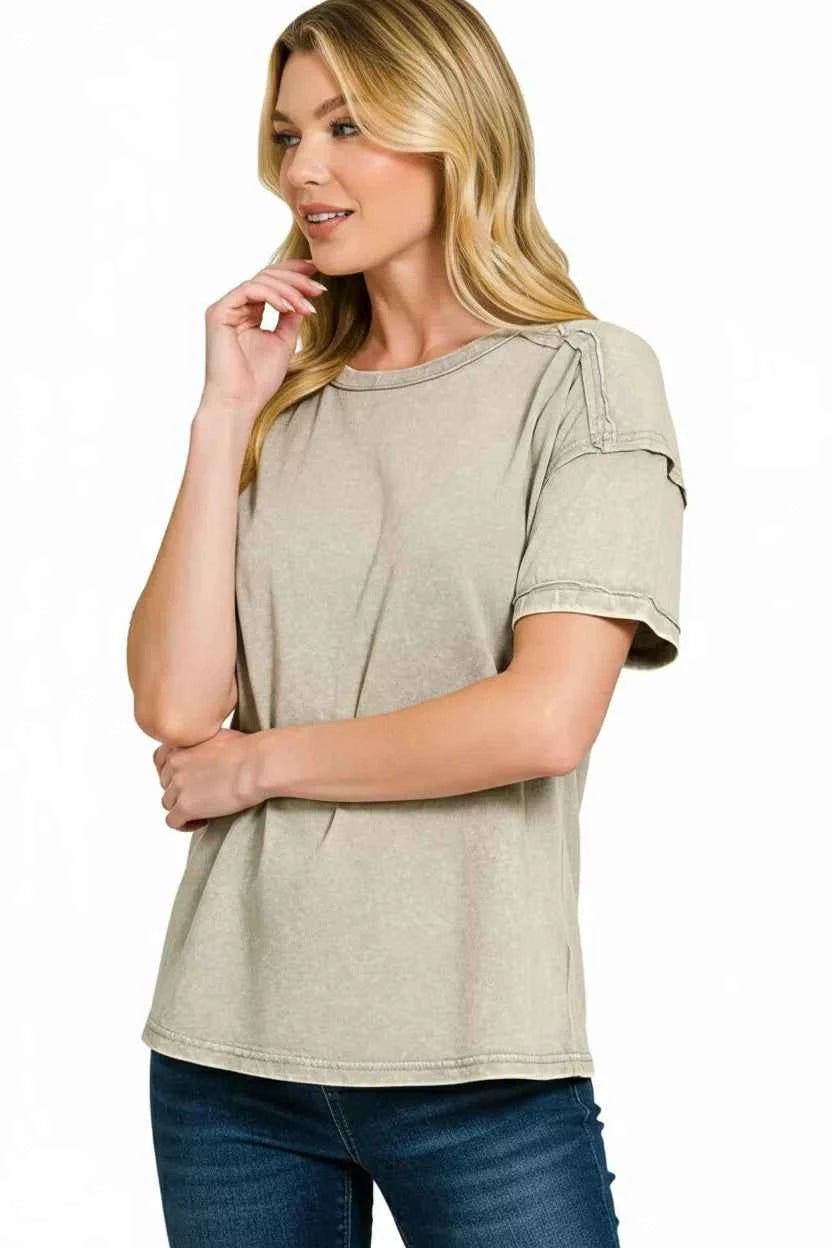 Zenana Acid Washed Round Neck T-shirts cba0af19-b949-4d86-a875-beac66a3e374-Max-Origin