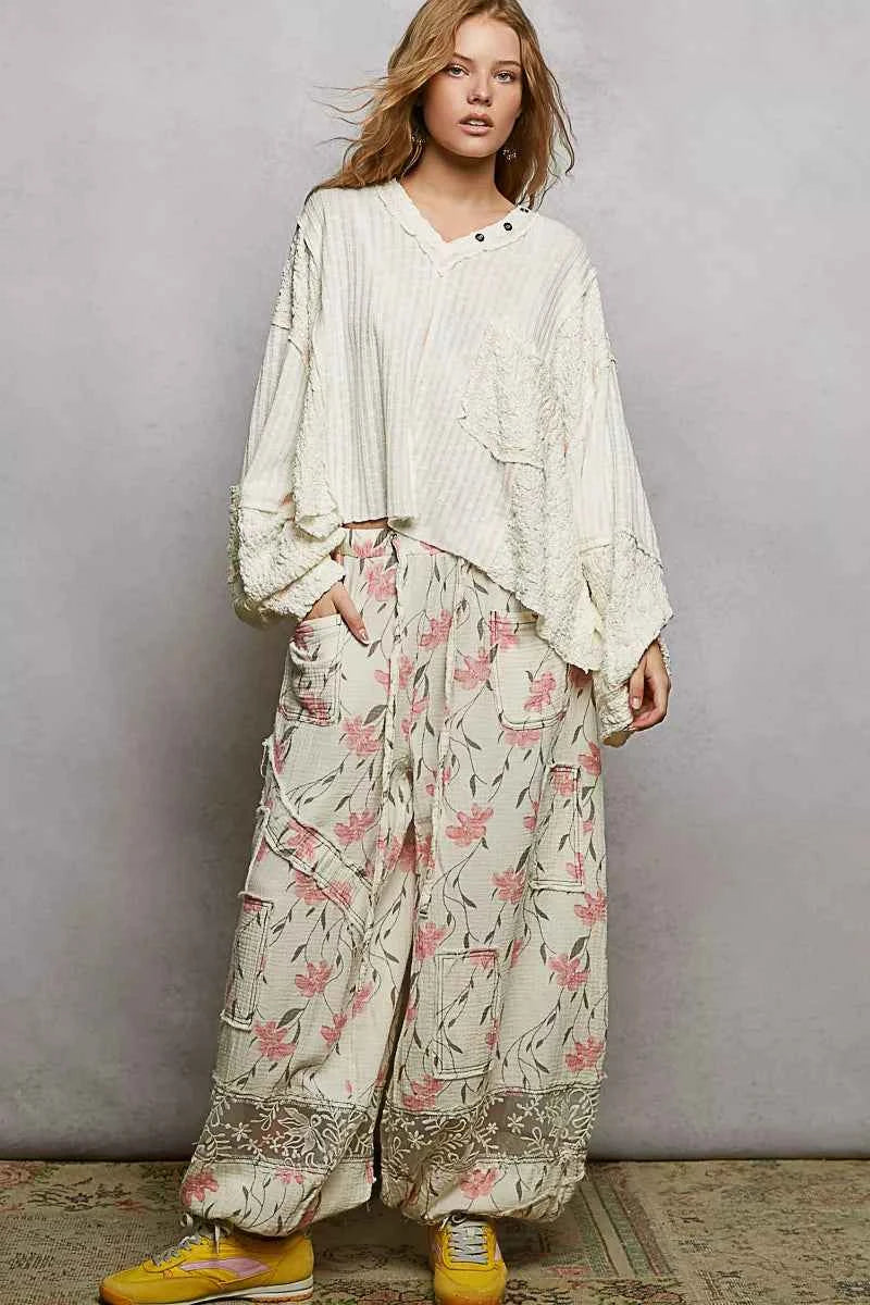 POL V-Neck Long Sleeve Top with Stitch Detail cba411c0-6299-4c95-9cb2-3fb31e0116e9-Max-Origin