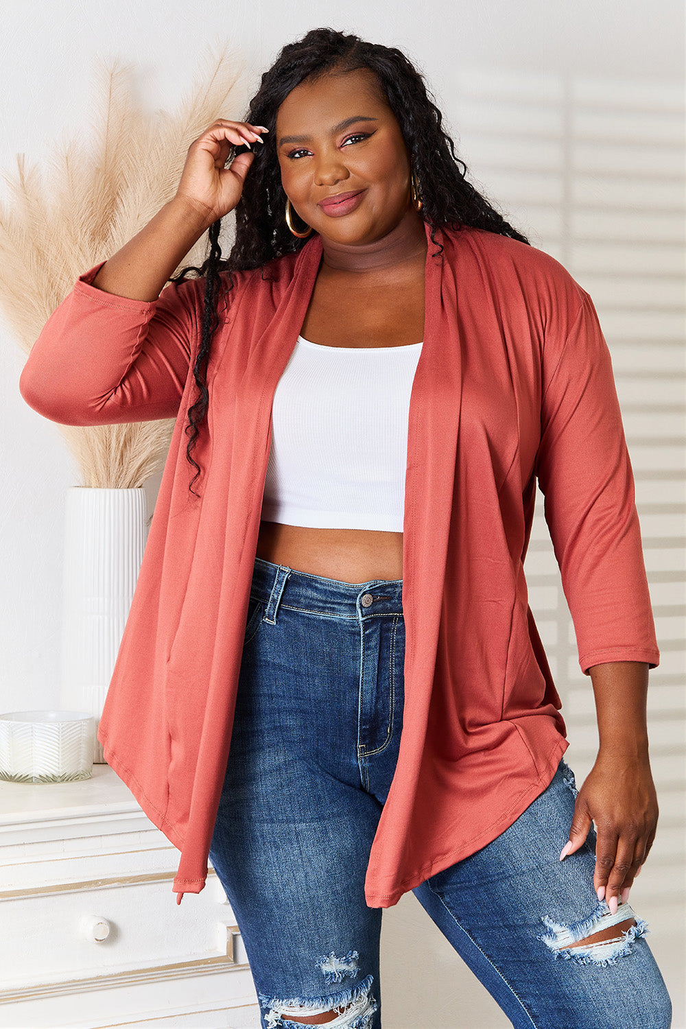 Culture Code Full Size Open Front Cardigan cba471e7efc540eebaa7e6dda47b342b-Max