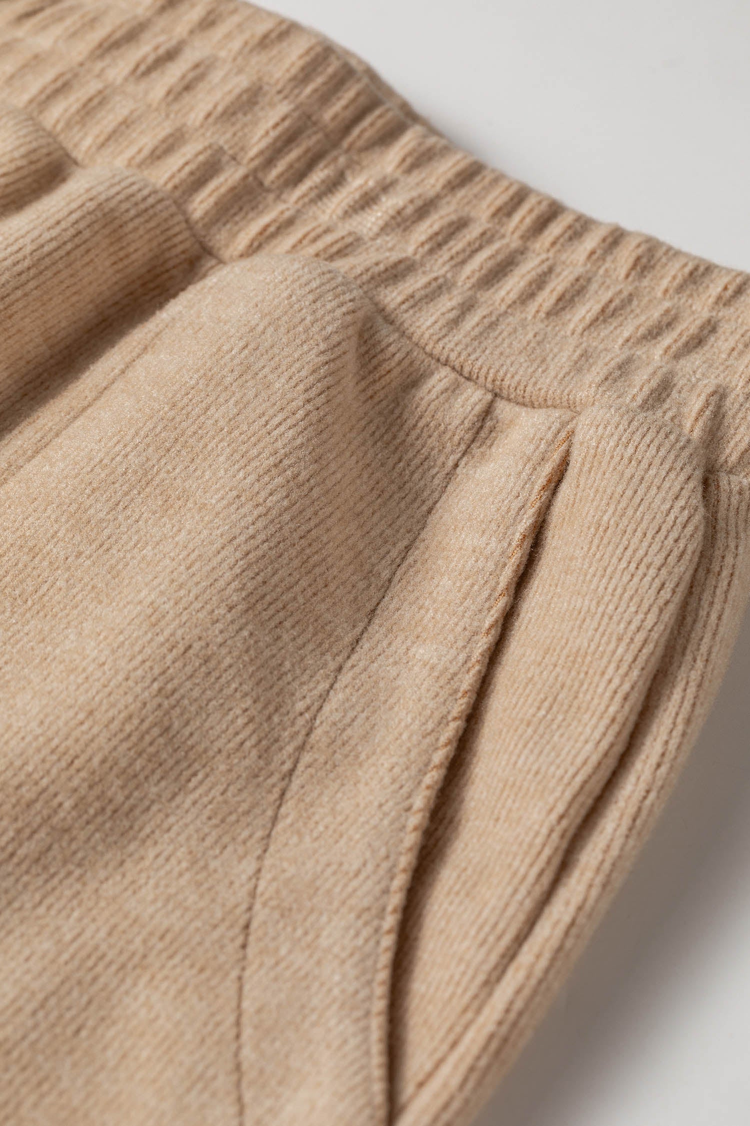 Light French Beige Solid Color Short Sleeve Ribbed Top Casual Pants 2pcs Set cbc482e7e2bdc581