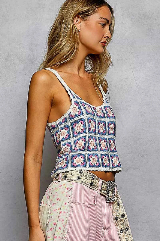 Scalloped Edge Cropped Crochet Cami with Granny Square Pattern cbc5b177-1764-449e-8fa9-6793f23ac5e1-Max-Origin