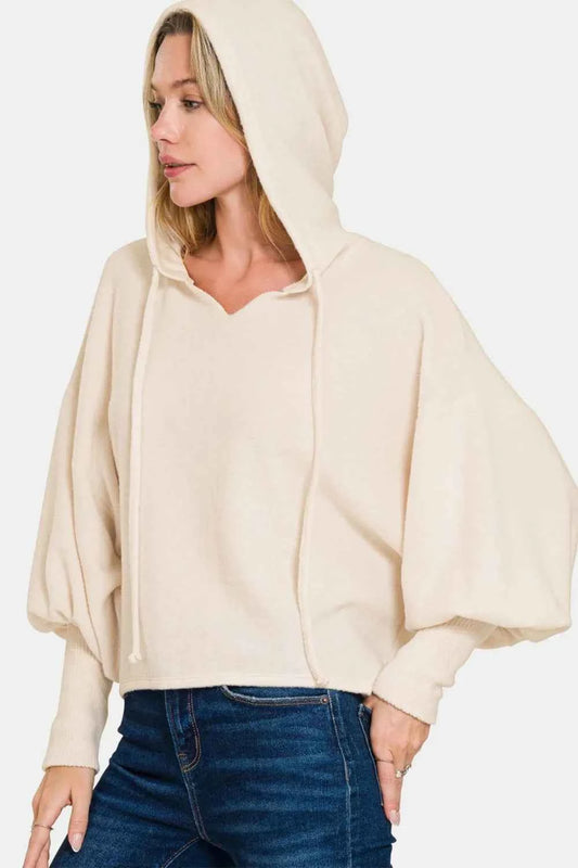 Zenana Brushed Hacci Drop Shoulder Cropped Hoodie Sand Beige cbd95a0d-1be9-4aeb-bd63-ec74fdb00dce-Max