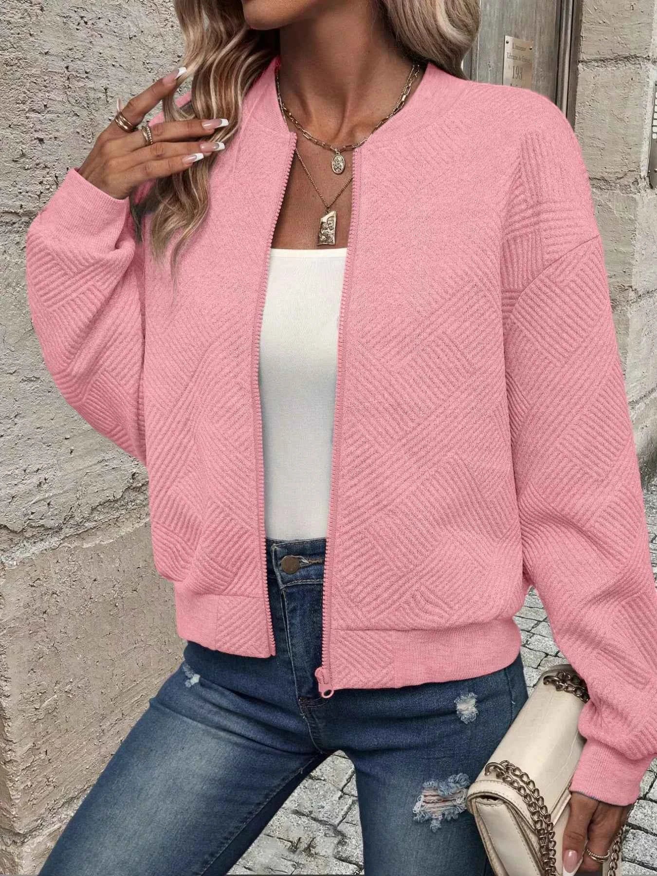 Full Size Textured Knit Zip-Up Jacket Plus Size cbf33d7f-d7f0-437f-b835-fe0f2b625cc9-Max-Origin