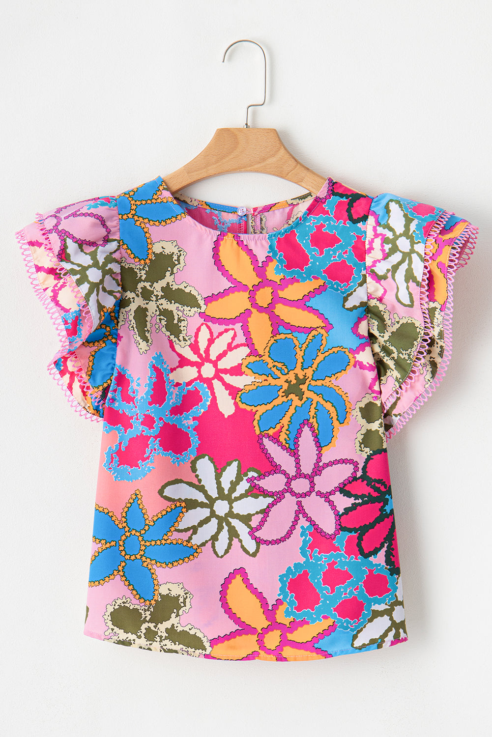 Multicolor Floral Print Boho Top Tiered Ruffle Sleeve Blouse cbfbc519af96f107