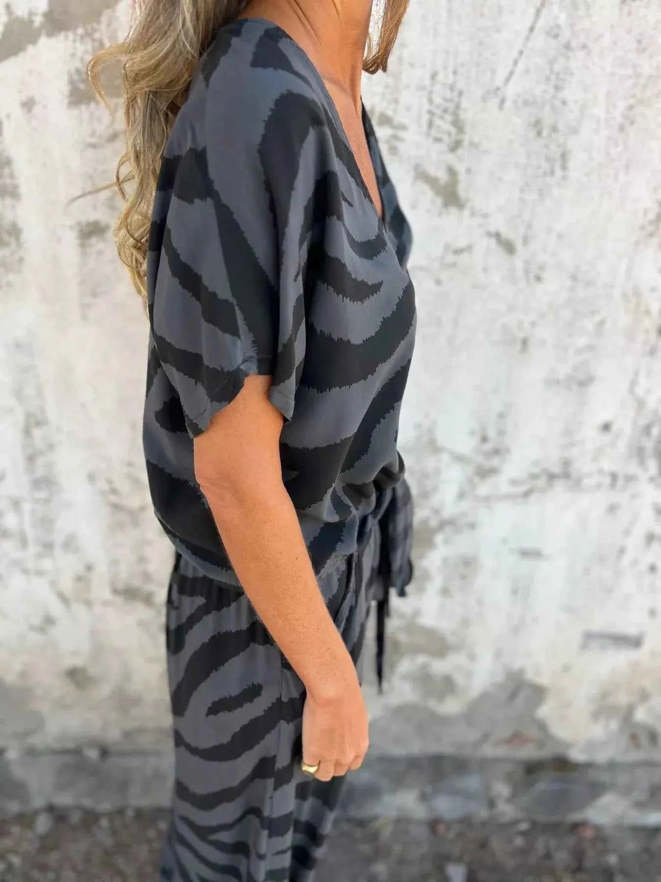 Zebra Print V-Neck Top and Pants Set cc0e4204f44447e4aa01661126a7f559-Max-Origin