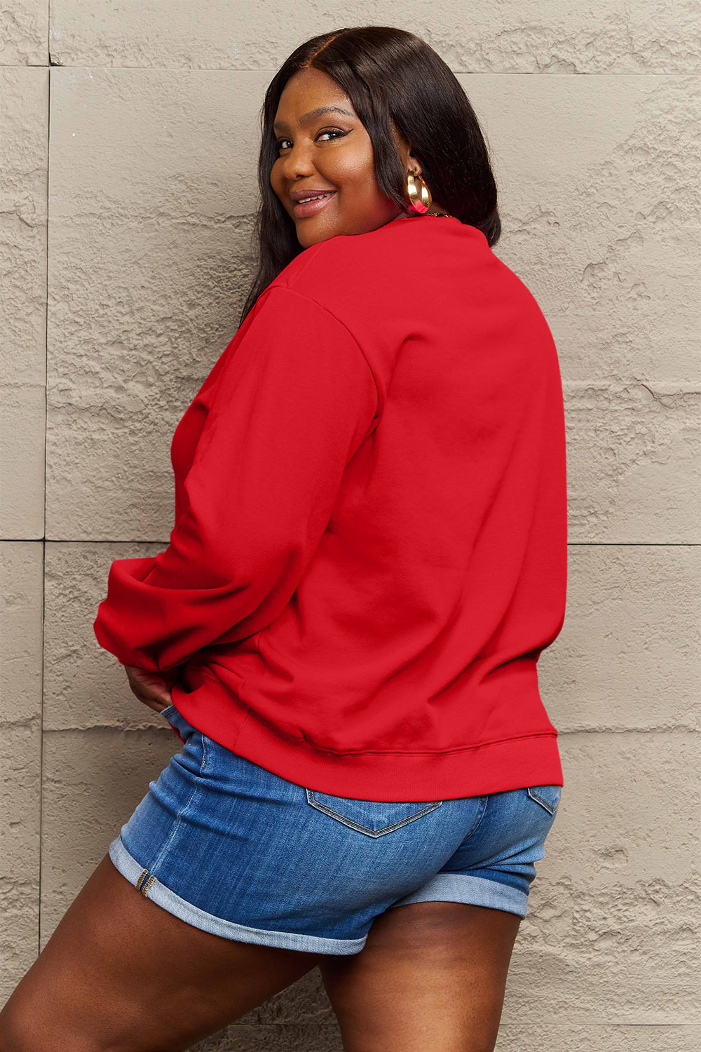 Simply Love Full Size IN MY MAMA EAR Graphic Sweatshirt cc1a80397a30498fa64ac67f07095417-Max