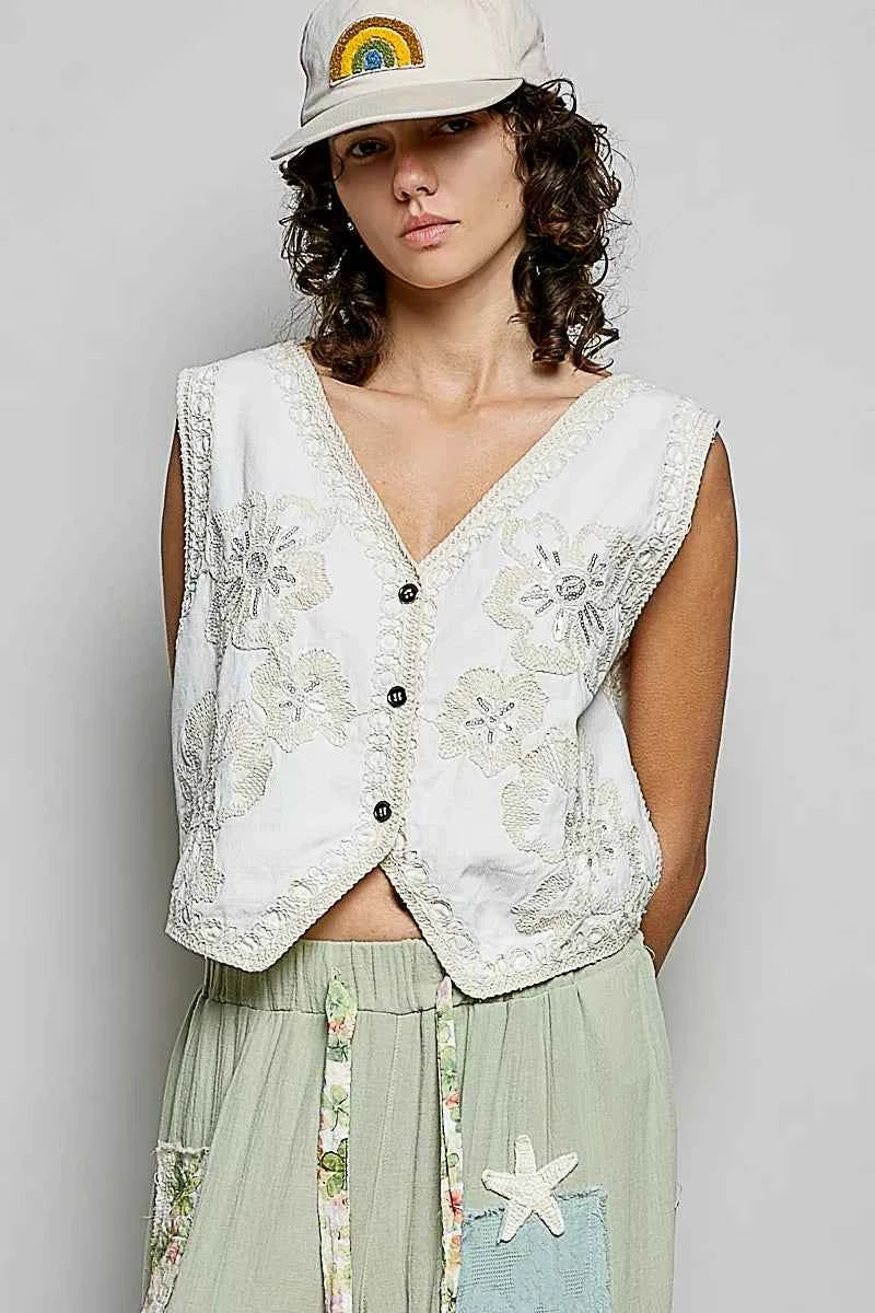 POL Embroidered Floral V-Neck Button Down Crochet Vest cc24ea5d-1567-40c7-8749-d788a240082b-Max-Origin