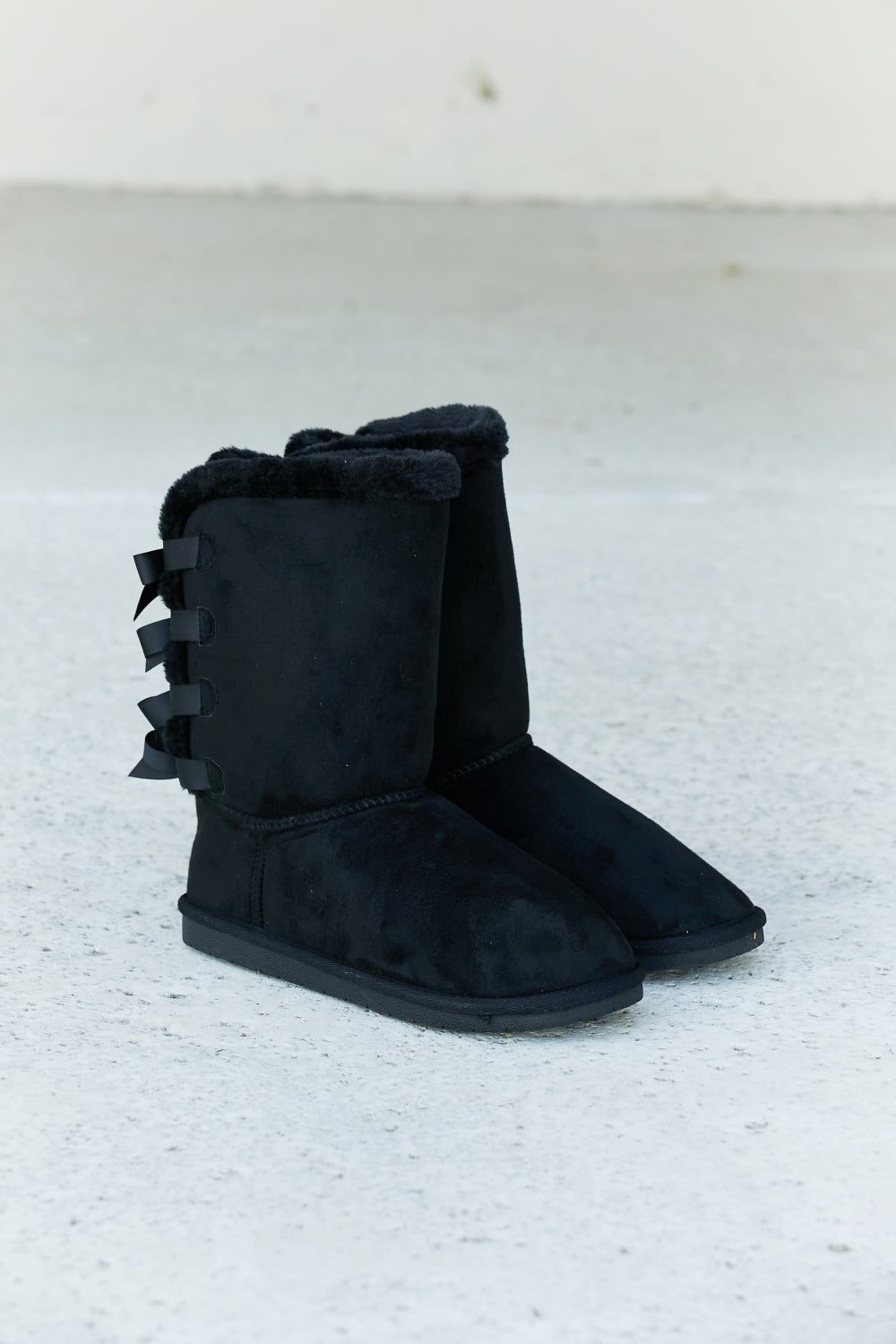 Bow Detail Faux Suede Leather Snow Boots cc31ba359ff740308bc6da90079ec6b1-Max