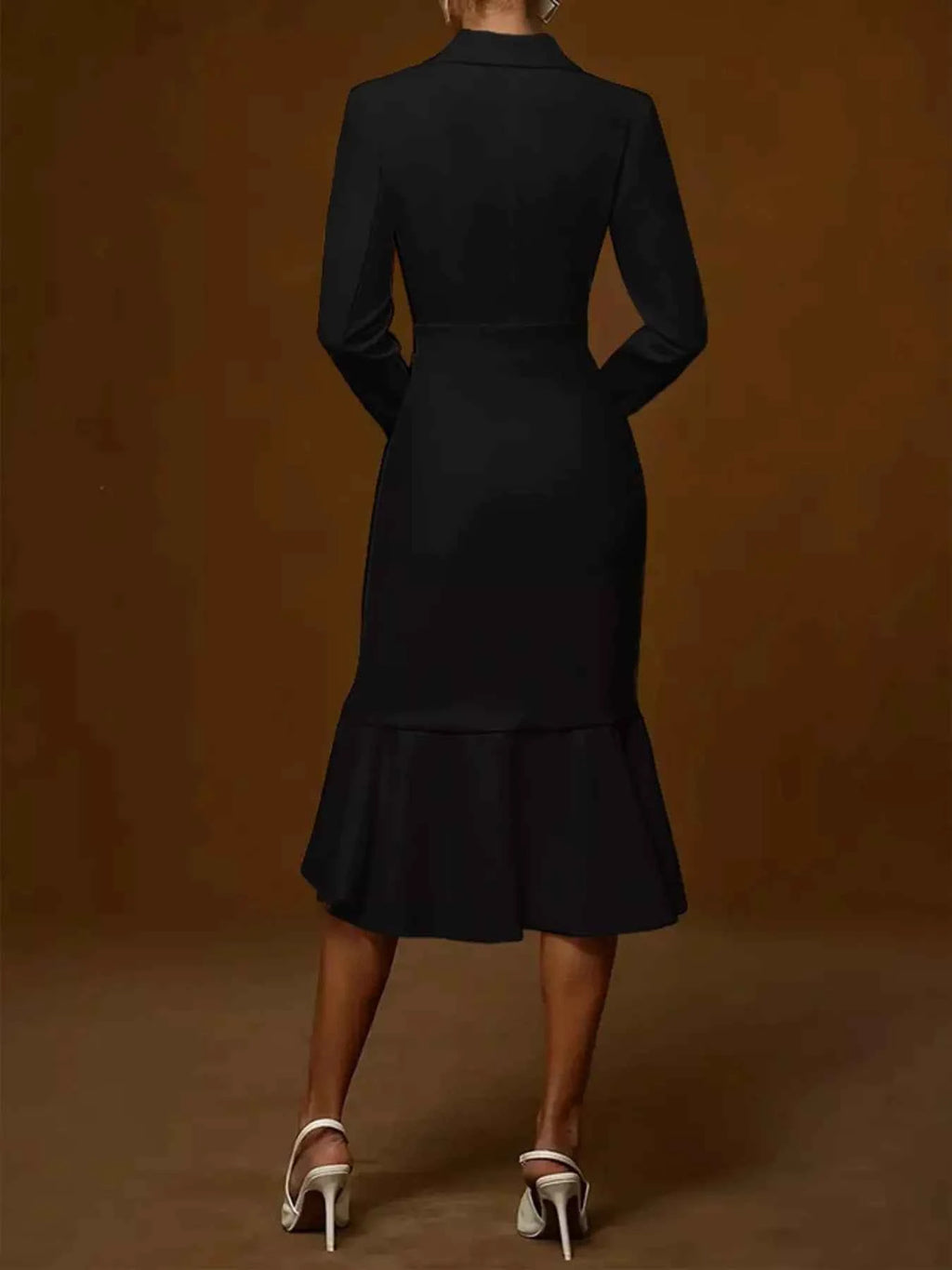 Ruffled Hem Long Sleeve Midi Blazer Dress cc32d7cfc4df417cad2435761c18309e-Max-Origin