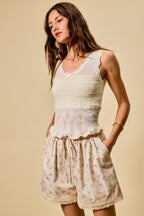 SO ME Scallop Ribbed Sleeveless Knit Top cc34ae6264a843ed95752236599160a0-Max