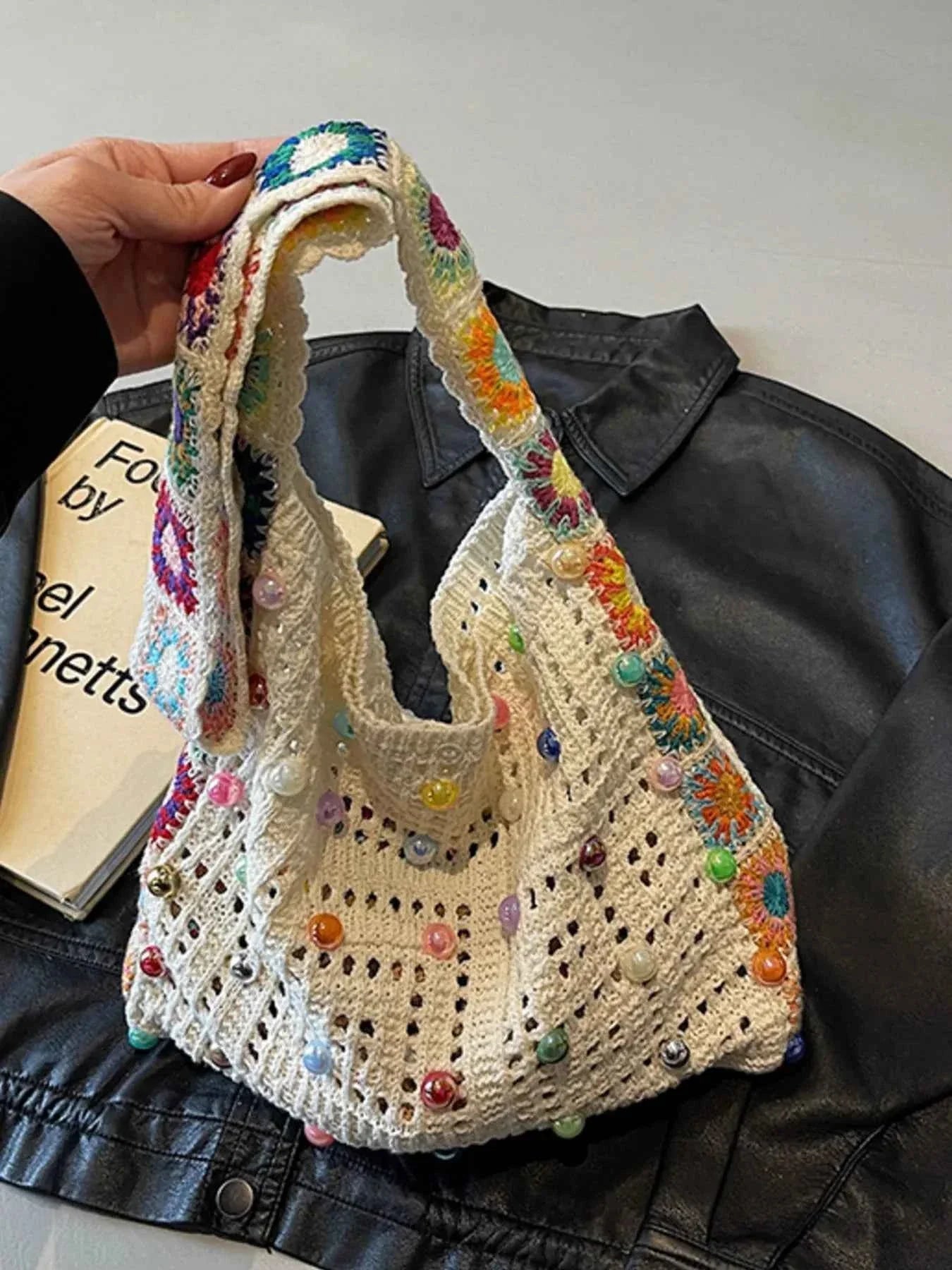 Colorful Beaded Crochet Shoulder Bag cc37dbc3-79b5-472b-ae28-2193ddb922ab-Max-Origin