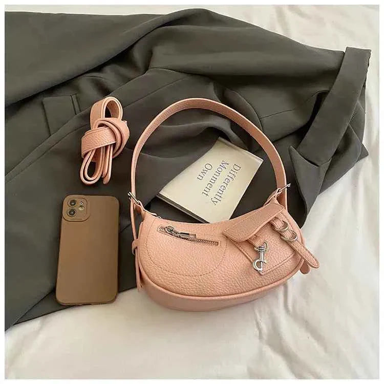 Textured Leather Shoulder Bag Pink onesize cc3e7d0f2ecc4a3aa8478dfc425a74cf-Max-Origin