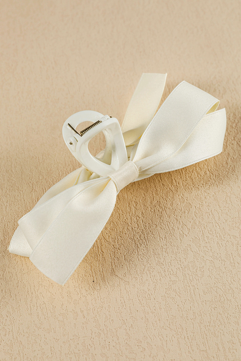 Light French Beige Solid Color Ribbon Bow Decor Hair Clip cc4384a05dae6505