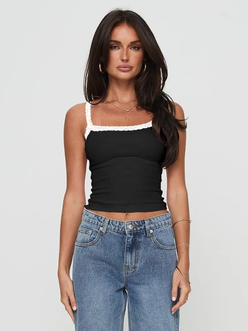 Lace Detail Cropped Cami Black cc439759-caac-41e8-9afc-20d555af9f08-Max
