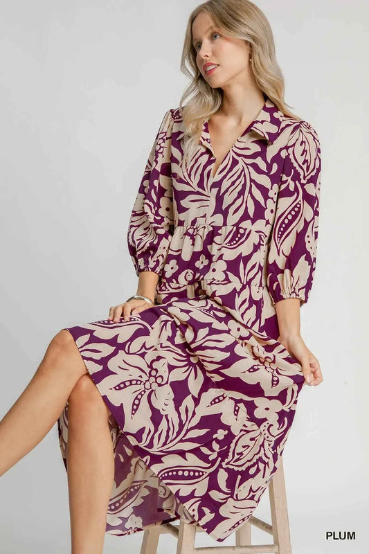 Umgee Floral Print Tiered Midi Dress cc49a7de-b702-4f35-8257-733d73167f54-Max-Origin