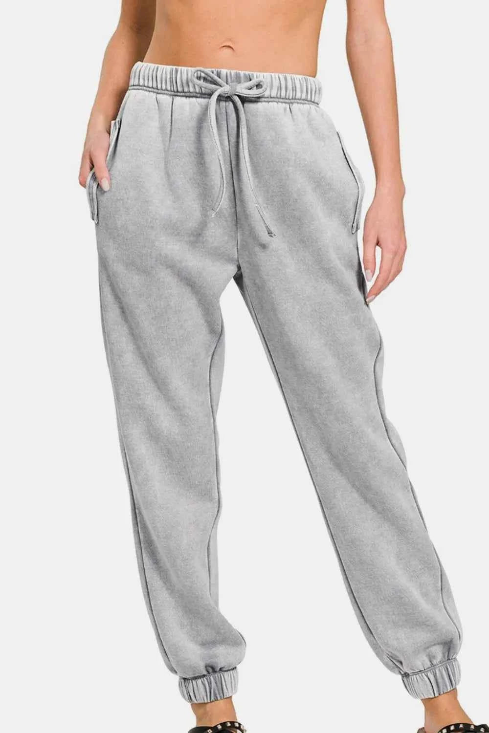 Zenana Full Size Acid Wash Fleece Drawstring Sweatpants with Pockets Sleet cc4e4b05-e05a-4251-bbe9-d3ccea2e5bd8-Max