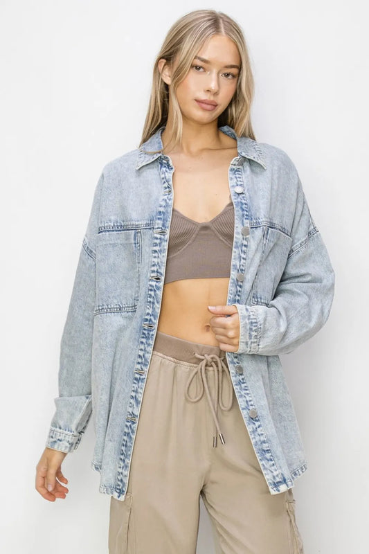 Button Up Long Sleeve Shacket cc5685d0-0d1a-4e86-9865-82d69c6b6553-Max