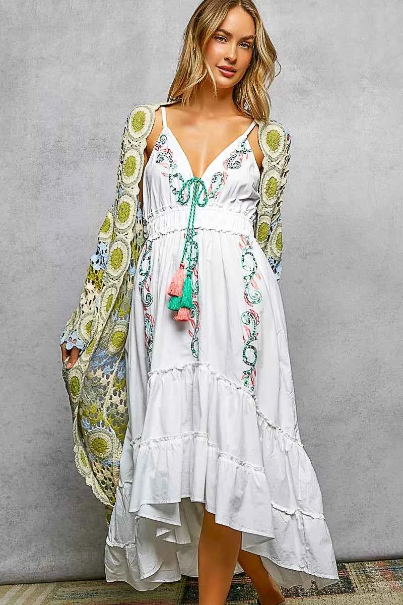 POL Scalloped Edge Open Front Crochet Cardigan with Colorful Stripe Pattern cc613628-2991-43cf-a8c3-34d95612d501-Max-Origin