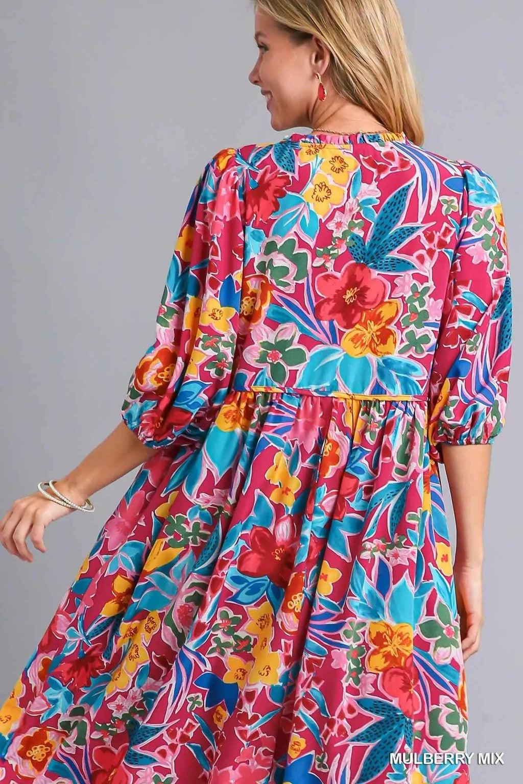 Umgee Full Size Floral Print Tie Neck Midi Dress with Pockets Plus Size cc73202c-d96f-4002-9084-aae4c2214ac9-Max-Origin