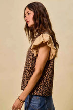 SO ME Leopard Pointelle Knit Top with Puff Sleeves cc78ddf2f3ee413095e1a3e789283b6a-Max-Origin
