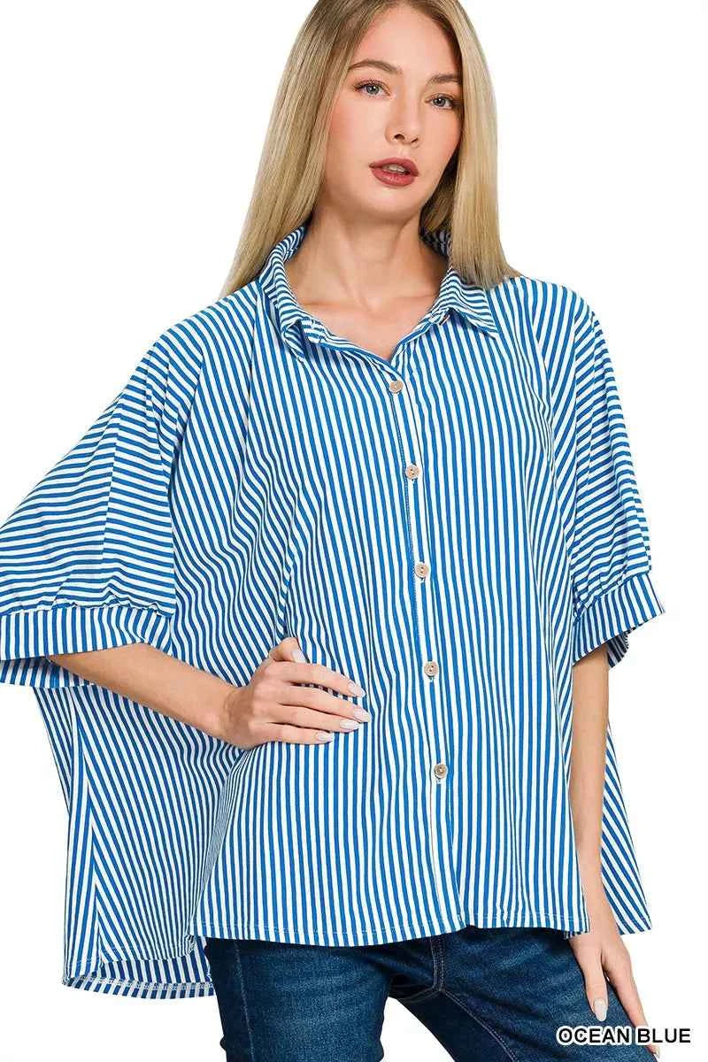 Zenana Oversized Stripe Button Down Shirt OCEAN BLUE cc7fd1b293e24deeb008646ac5386e3a-Max-Origin