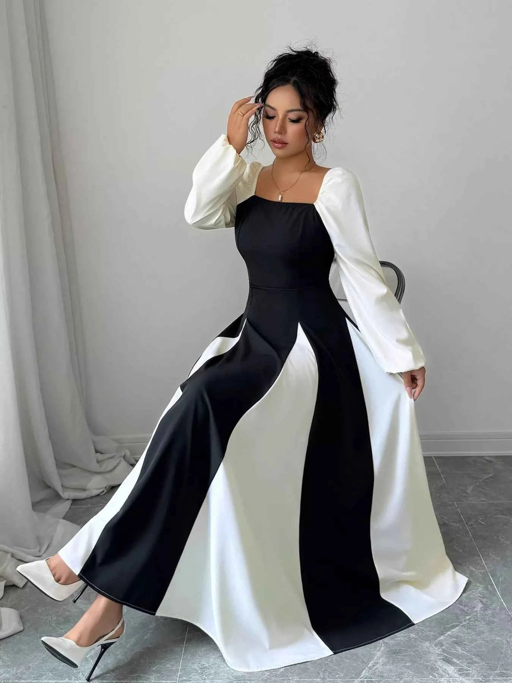 Color Block Square Neck Maxi Dress cc82b48d-5394-4512-b9a4-b64251ab556d-Max-Origin