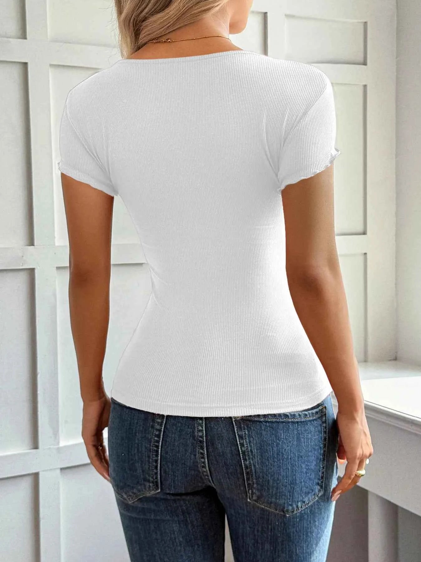 Lace Detail Short Sleeve T-Shirt cc83319e154a4fdfae1f41f9fc5fe2c5-Max-Origin