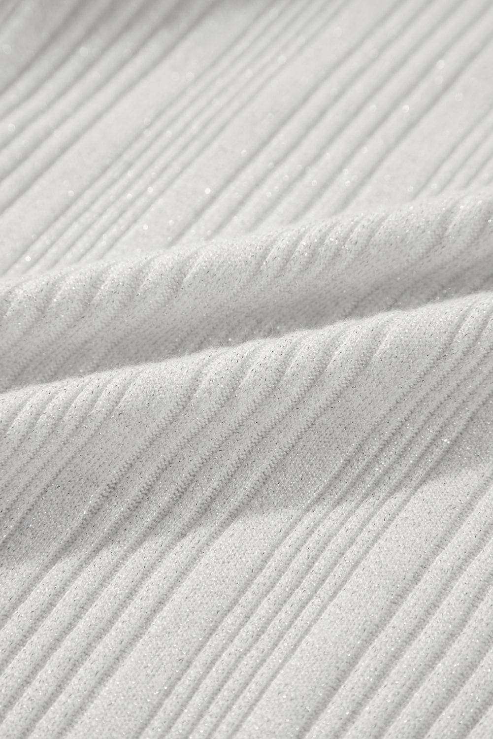 White Ribbed Plain Knit Cardigan