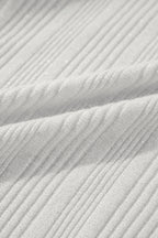 White Ribbed Plain Knit Cardigan