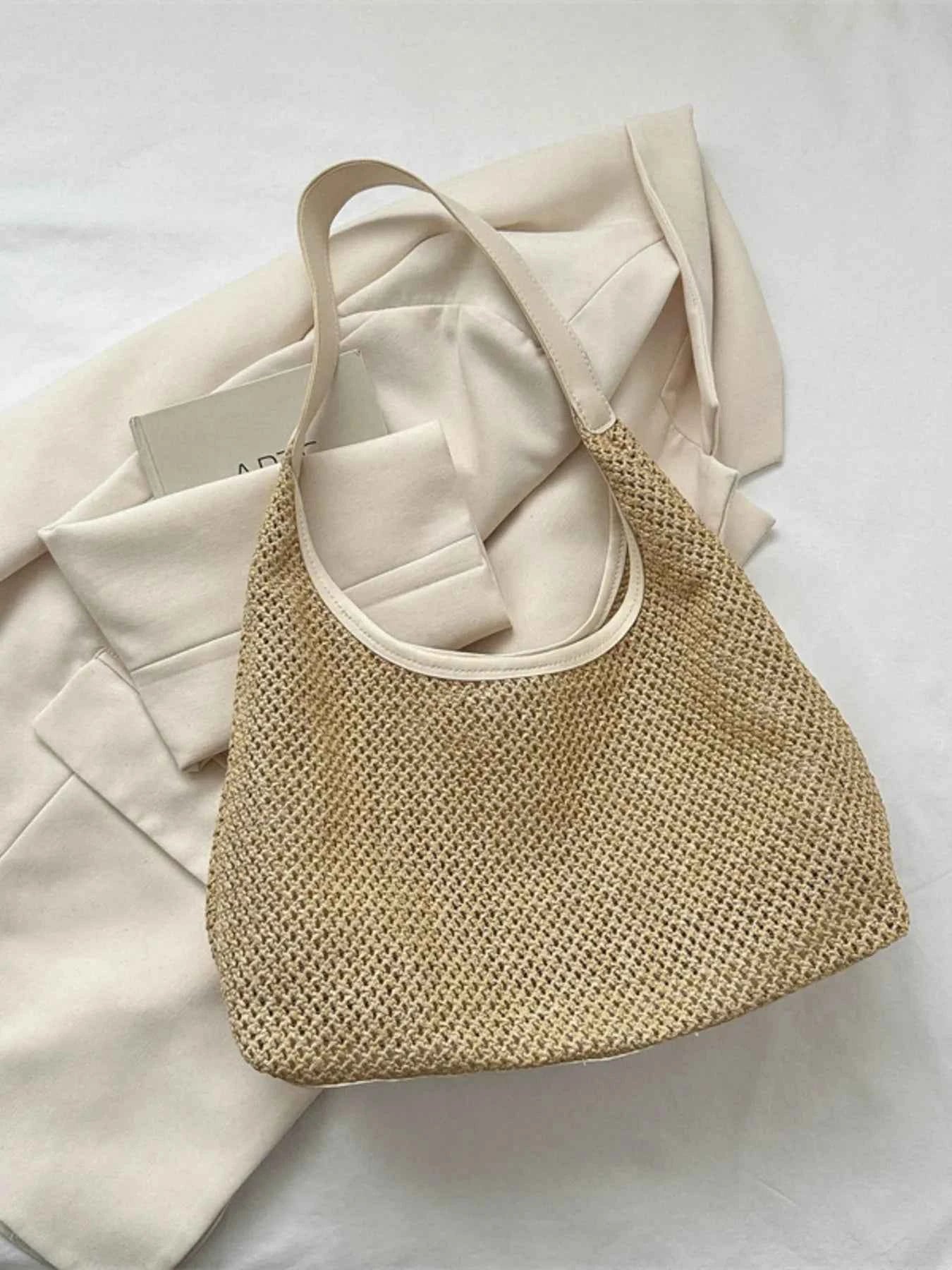 Woven Straw Shoulder Bag White ONESIZE cc8de21c5c7a4a1ca4d10515bd24bb06-Max-Origin
