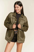 FAUX FUR AND SUEDE JACKET JJO5028 OLIVE cc94754e-7e65-434a-af73-bd63c628ca80