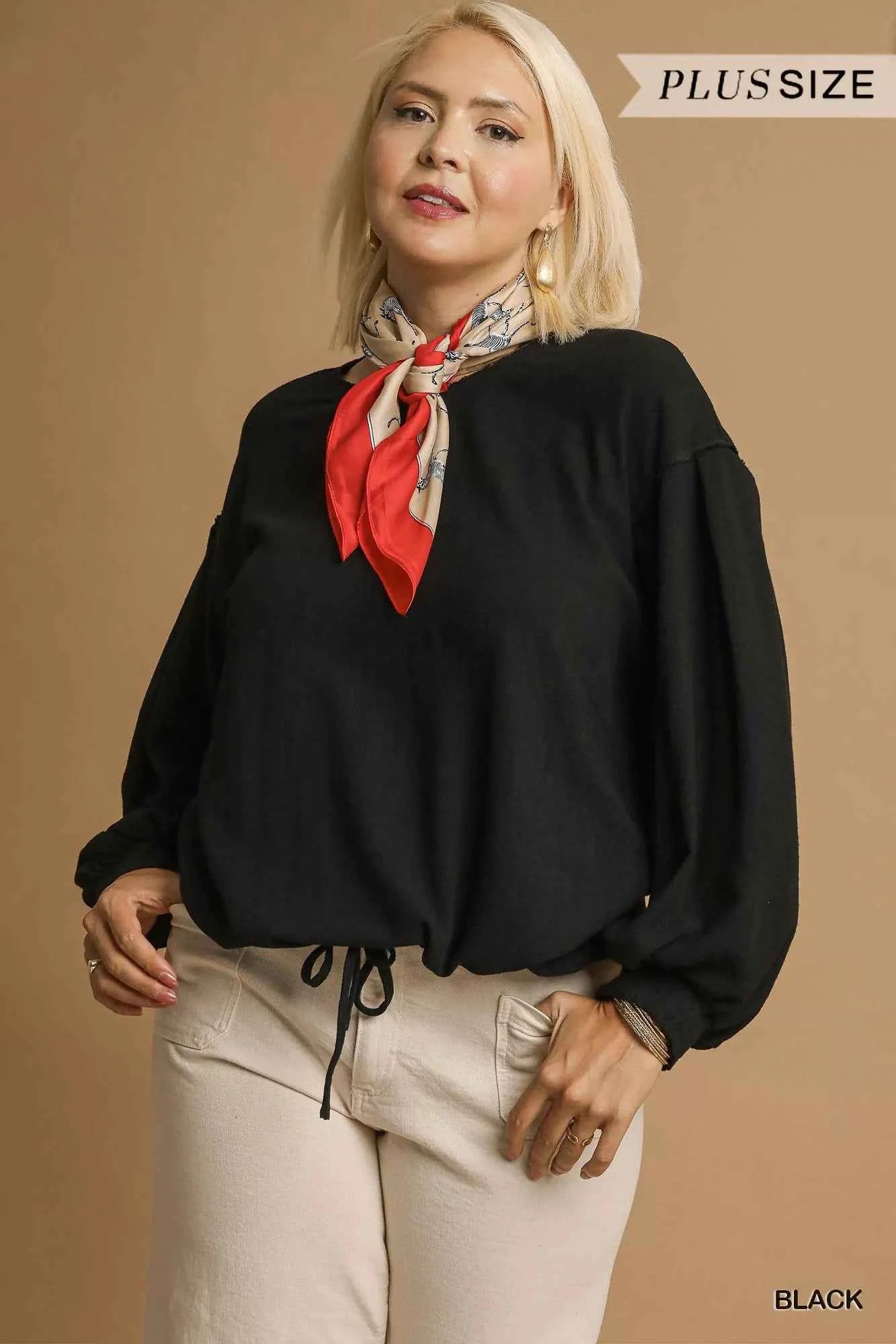 Umgee Full Size Linen Long Sleeve Top with Drawstring Plus Size cc9aa7f0-e5f5-4957-b240-0e23d5a86771-Max-Origin