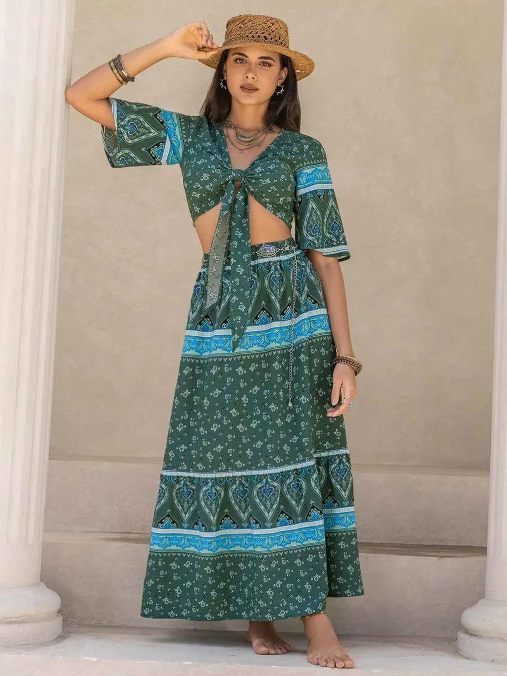 Tie Front Half Sleeve Top and Skirt Set cc9da21b-e727-4348-b10e-451f42f3b153-Max-Origin