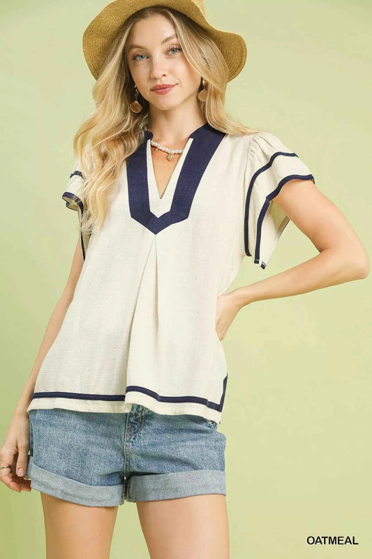 Linen Ruffle Sleeve Top OATMEAL cca45a56-ec1a-46de-81c2-d721f81e2efd-Max-Origin