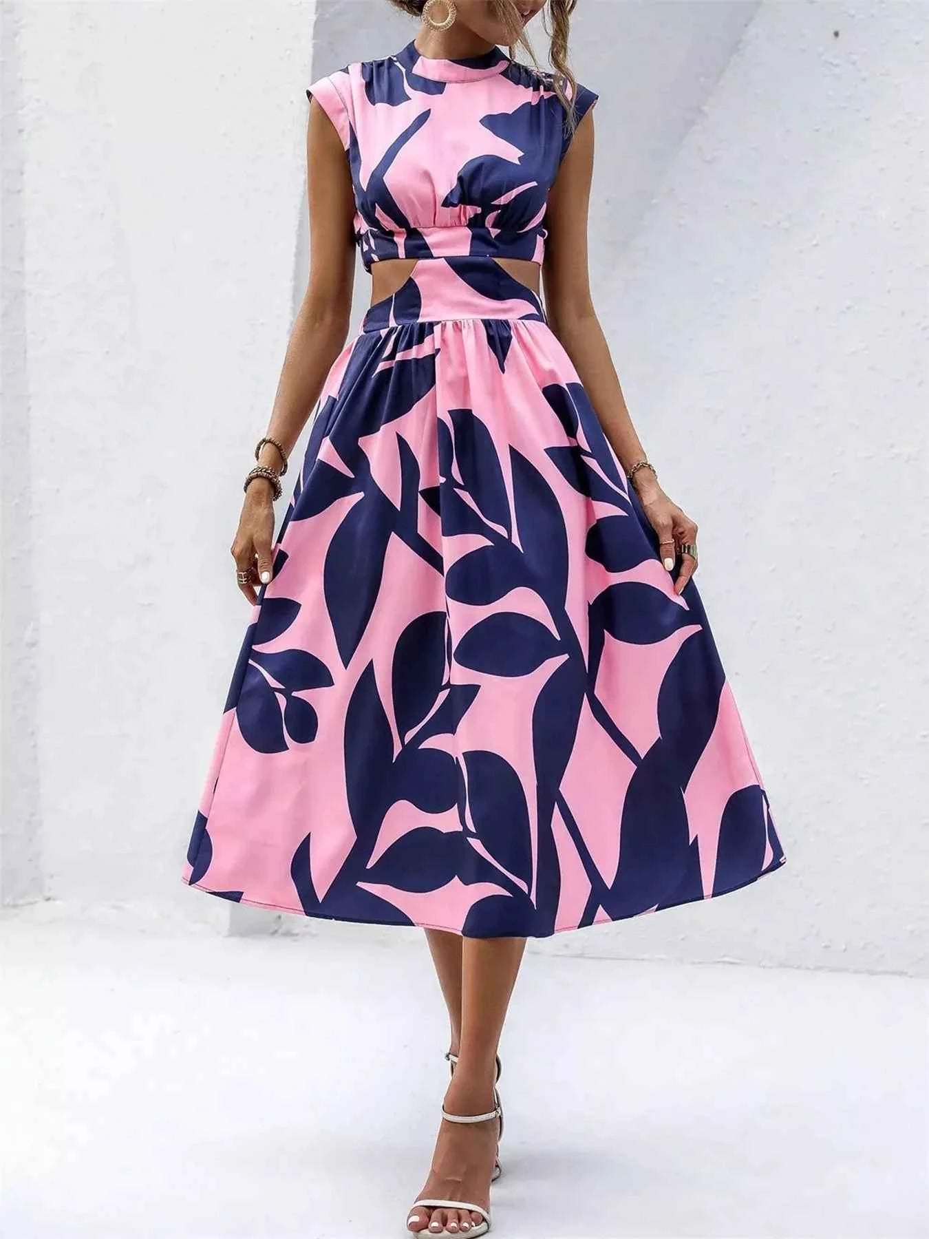Cutout Printed Sleeveless Dress Pink cca4d161-3c2f-4285-a7ab-0baaebc346f1-Max-Origin