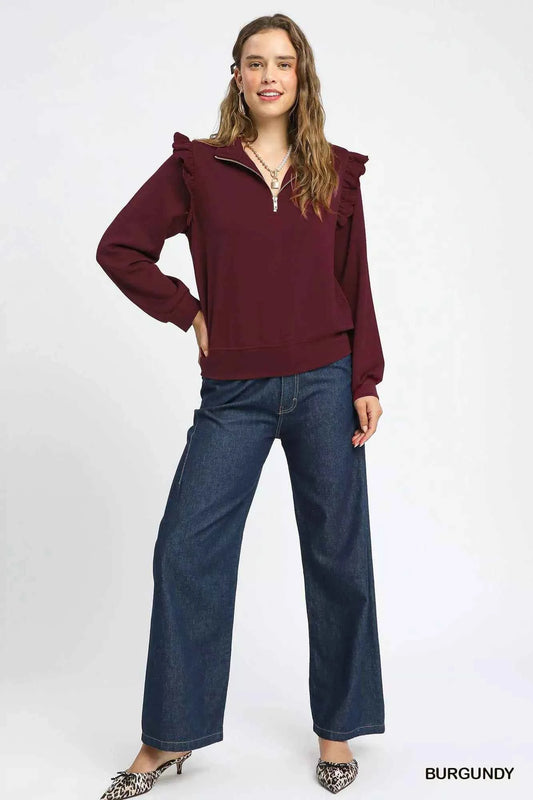 Luxeknit Ruffle Shoulder Quarter-Zip Sweatshirt cca4d389-bba7-4c5e-bdb3-78c856889b5e-Max-Origin