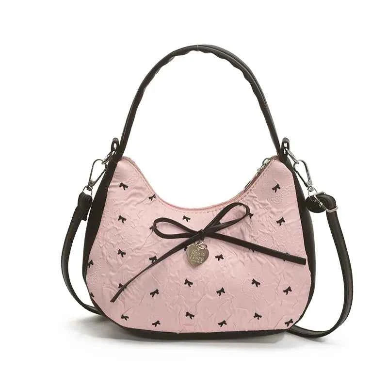 Printed Bow Shoulder Bag Pink One Size cca6447ef96b45c19e4e25e0338b8d5c-Max-Origin
