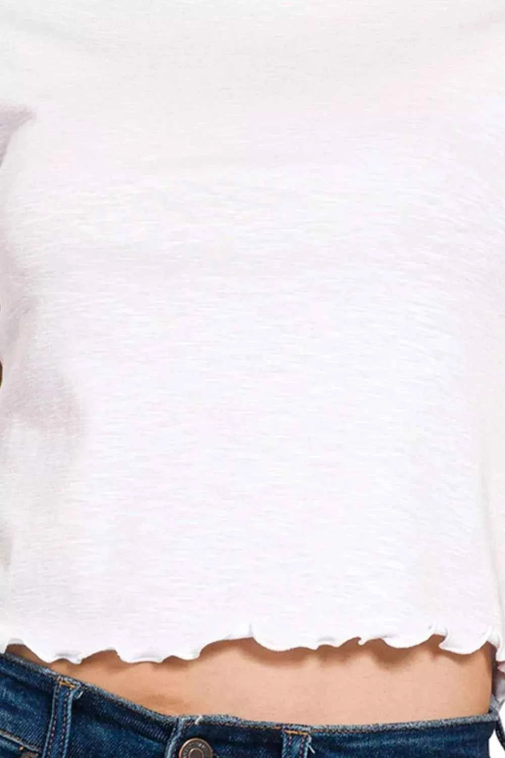 Cotton Modal Slub Lettuce Trimmed Cropped T-Shirt ccb03d0b-d1ac-4717-9d98-53e7123d6d18-Max-Origin