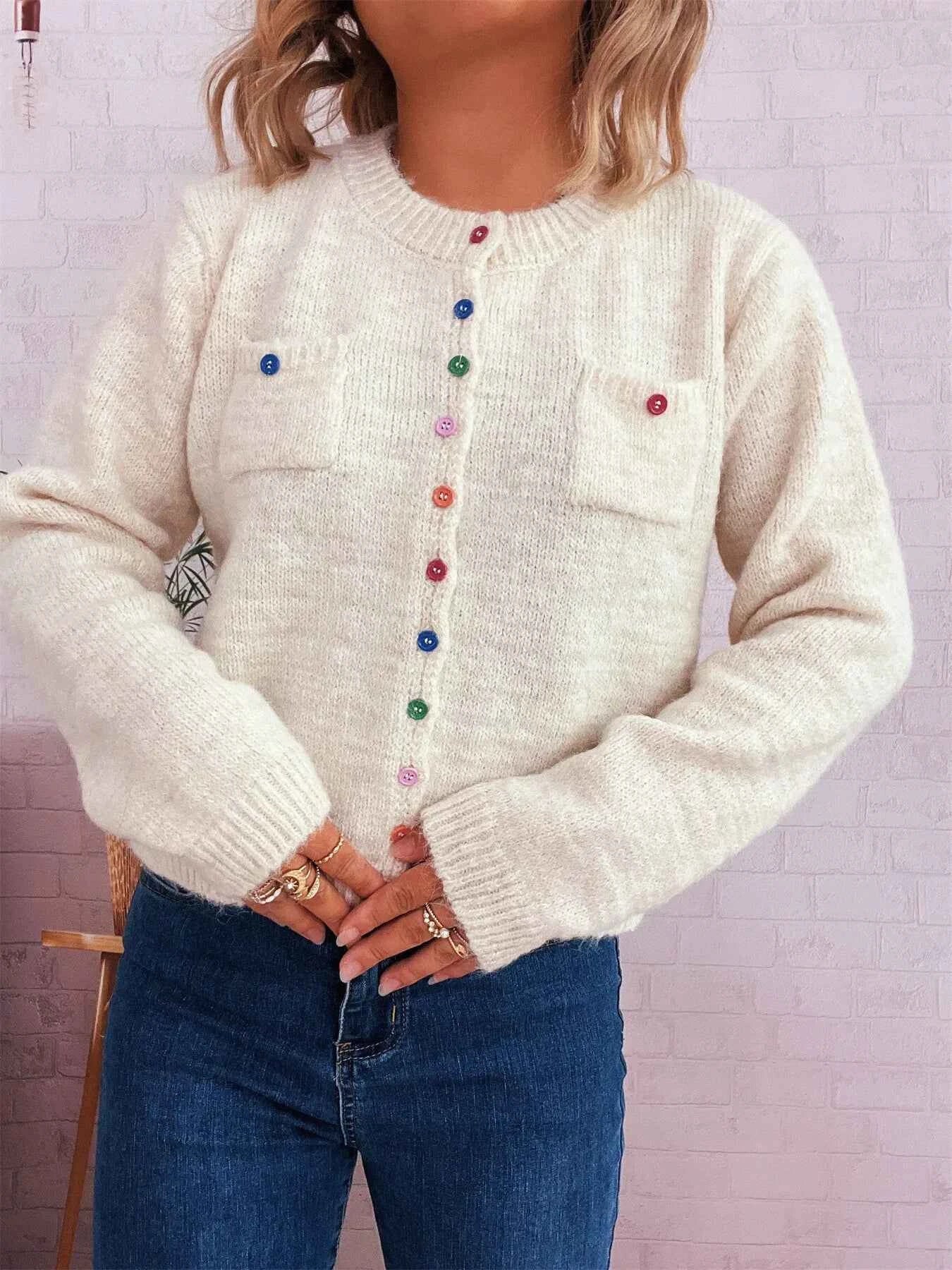 Button-Up Ribbed Hem Cardigan with Chest Pocket ccb09ab2882248e5bd944366c0b24007-Max-Origin