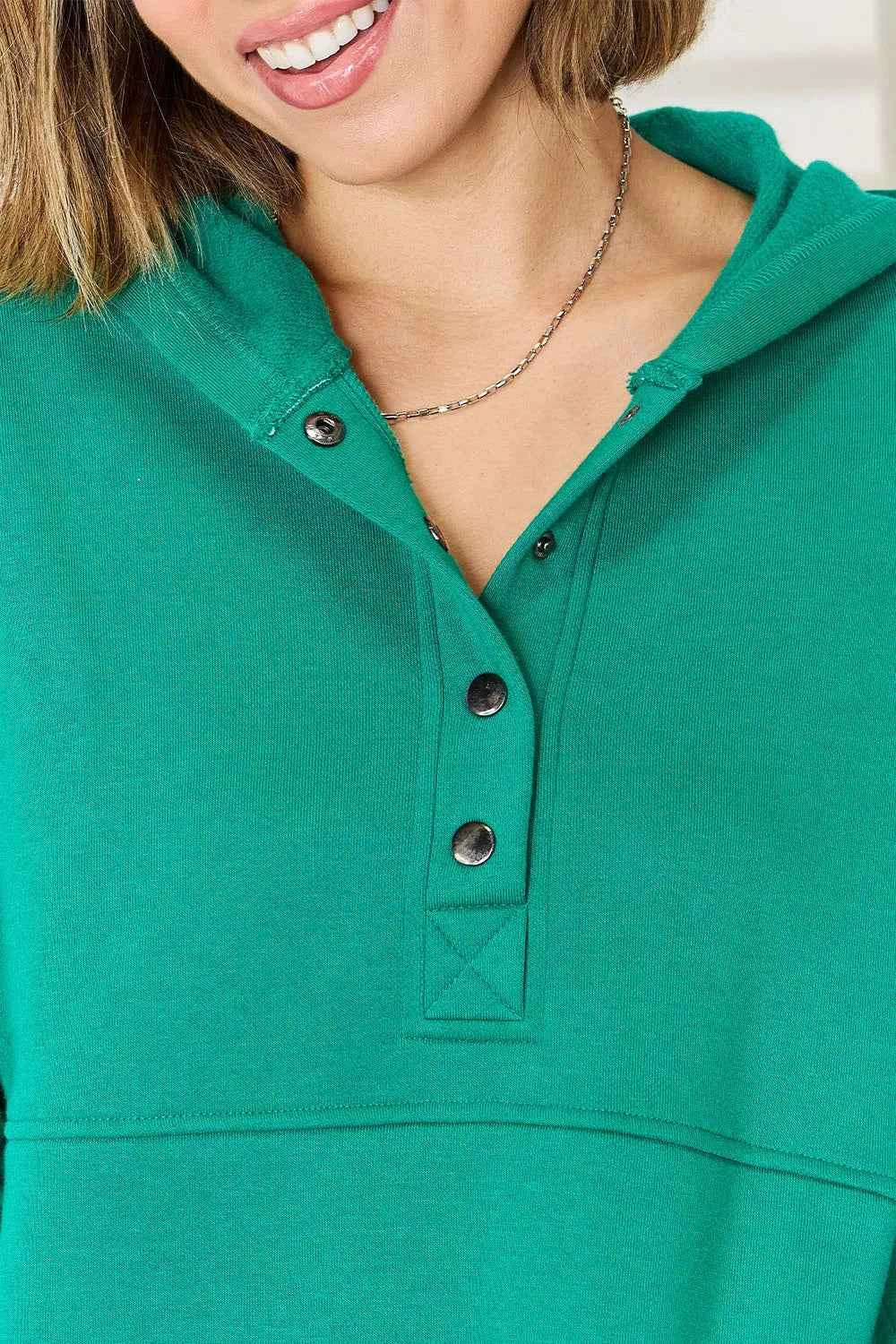 Zenana Half Snap Long Sleeve Hoodie ccbf919b-587d-464a-932f-61c0c165617c-Max