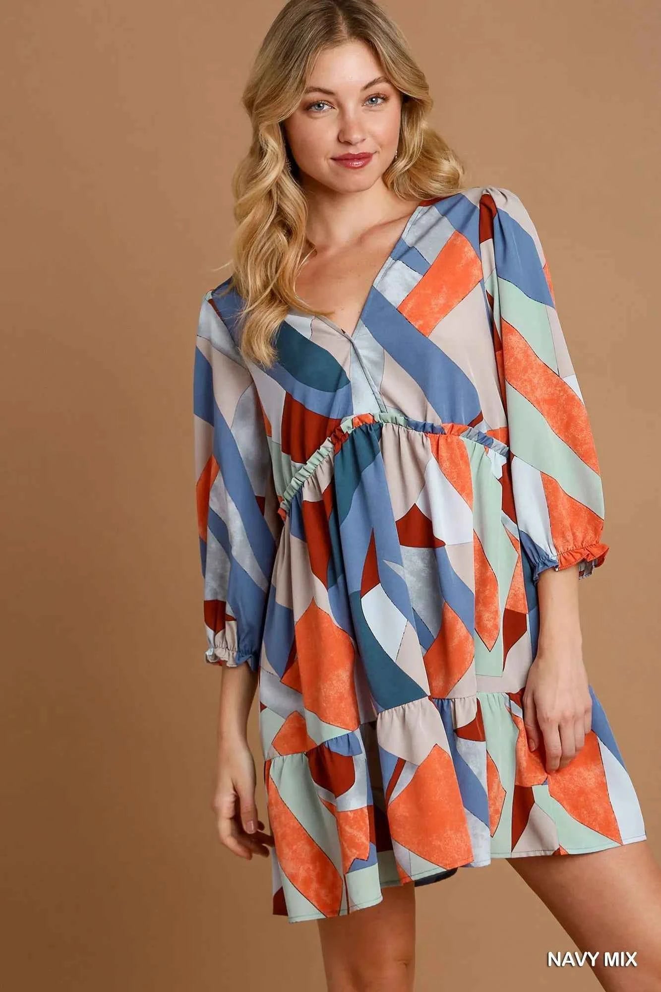 Abstract V-Neck Tiered Printed Dress NAVY MIX cce57897-b77a-445b-a4f0-8c86cc68e6b0-Max-Origin